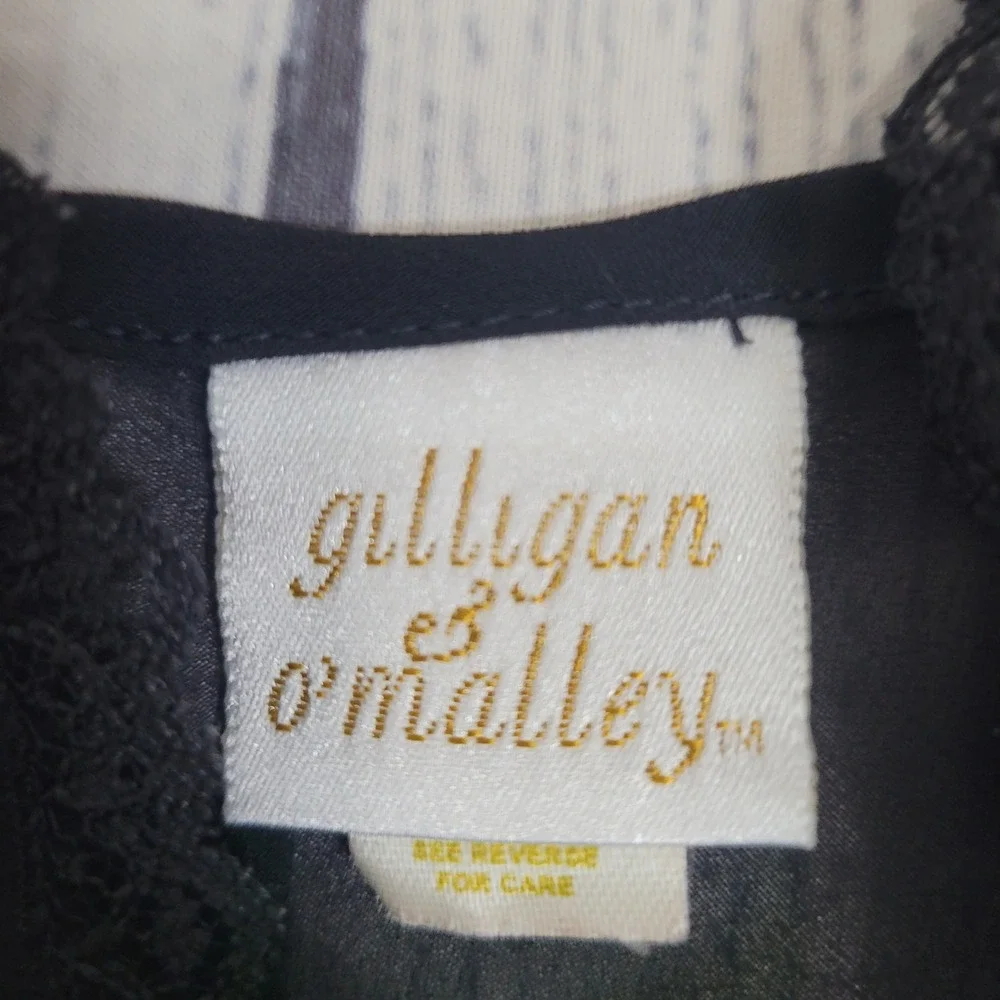 Gilligan O'Malley Small Black Rose Embroidered Sheer Mesh Babydoll Lingerie Lace